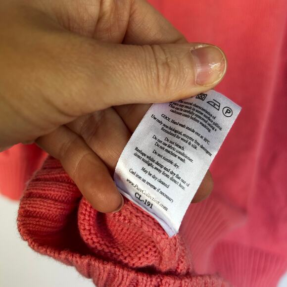Pure Collection Wool Cashmere Crewneck Sweater Women's 18 Pink Preppy Soft Chic - Picture 4 of 7